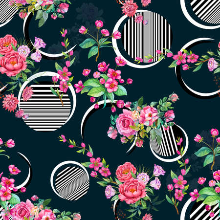 seamless flower pattern, floral allover design,Textile Design.with backgroundの写真素材