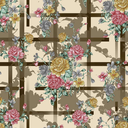 seamless flower pattern, floral allover design,Textile Design.with backgroundの写真素材