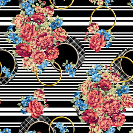 seamless flower pattern, floral allover design,Textile Design.with backgroundの写真素材