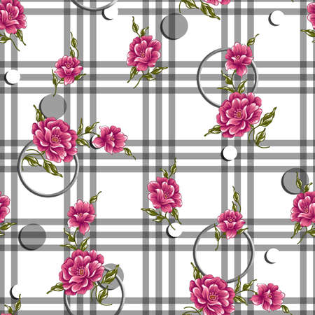 beautiful flower pattern, floral seamless allover design, flower. geometric Textile Design with background - illustrationの写真素材