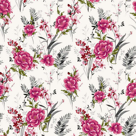 beautiful flower pattern, floral seamless allover design, flower. Textile Design.wallpaper fabric print with background - illustrationの写真素材