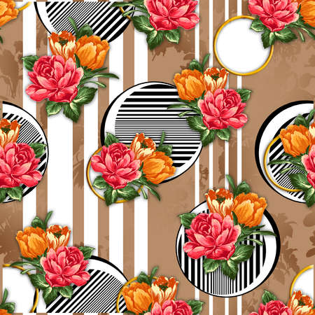 beautiful flower pattern, floral seamless allover design, flower. Textile Design.wallpaper fabric print with background - illustrationの写真素材
