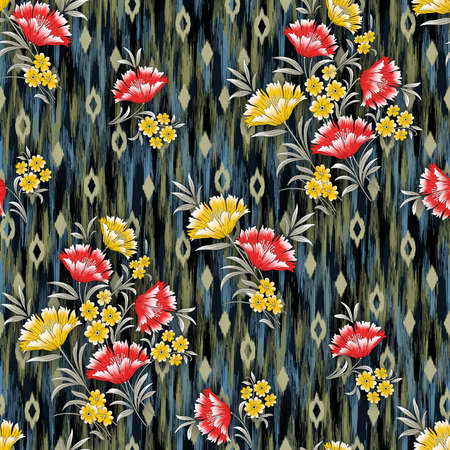 beautiful flower pattern, floral seamless allover design, flower. Textile Design.wallpaper fabric print with background - illustrationの写真素材