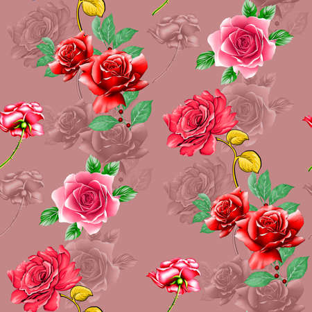 beautiful flower pattern, floral seamless allover design, flower. Textile Design.wallpaper fabric print with background - illustrationの写真素材