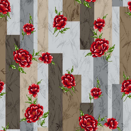 beautiful flower pattern, floral seamless allover design, flower. geometric Textile Design with background - illustrationの写真素材