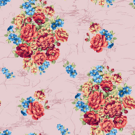 beautiful flower pattern, floral seamless allover design, flower. geometric Textile Design with background - illustrationの写真素材
