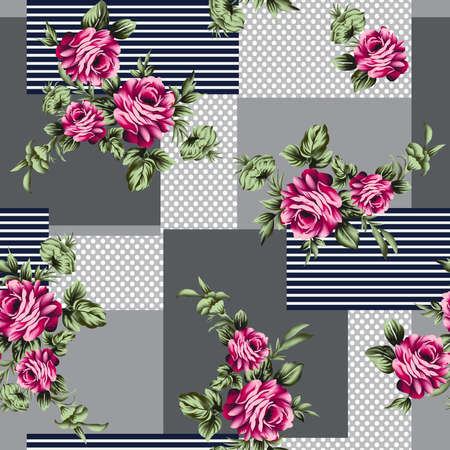 beautiful flower pattern, floral seamless allover design, flower. geometric Textile Design with background - illustrationの写真素材