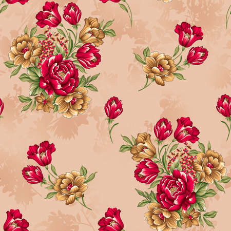 beautiful flower pattern, floral seamless allover design,watercolor flower. Textile Design.wallpaper fabric print with background - illustrationの写真素材