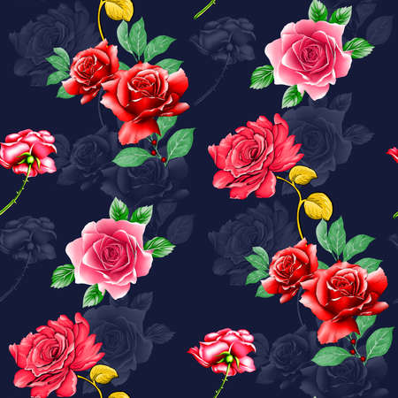 beautiful flower pattern, floral seamless allover design,watercolor flower. Textile Design.wallpaper fabric print with background - illustrationの写真素材