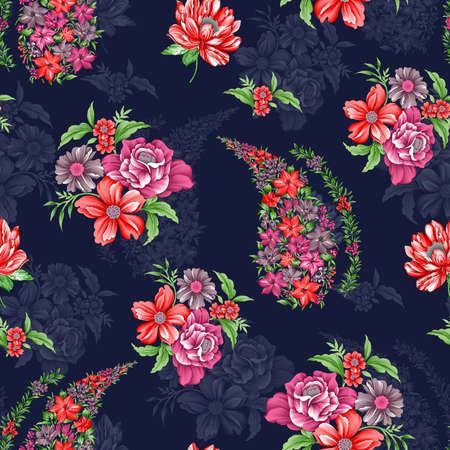 beautiful floral textile design,seamless pattern and flower with pastel backgroundの写真素材