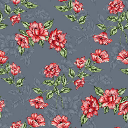 beautiful floral textile design,seamless pattern and flower with pastel backgroundの写真素材