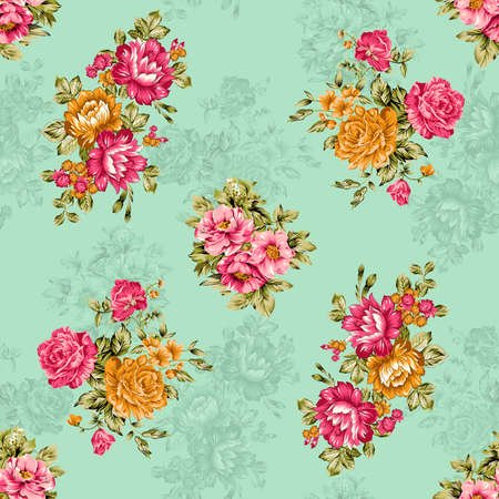 beautiful floral textile design,seamless pattern and flower with pastel backgroundの写真素材