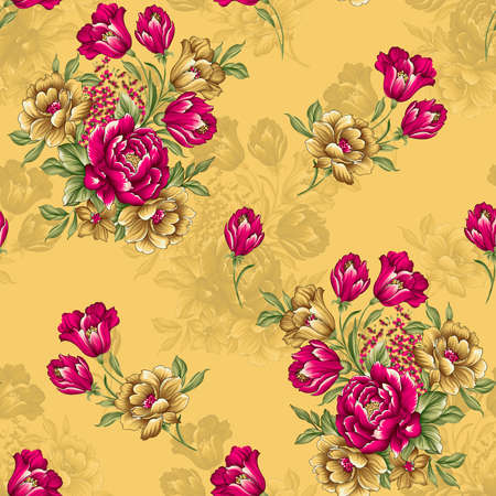 beautiful floral textile design,seamless pattern and flower with pastel backgroundの写真素材