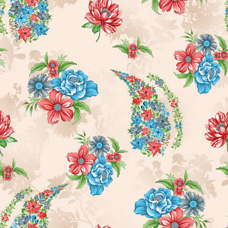 beautiful floral textile design,seamless pattern and flower with pastel backgroundの写真素材