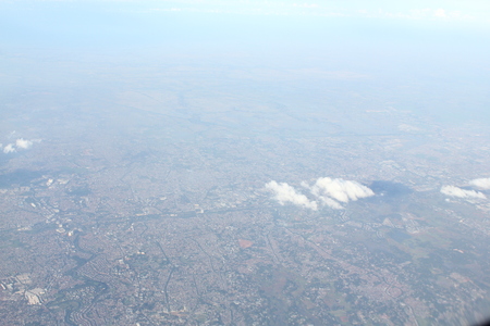 Clear view of land from the skyの写真素材