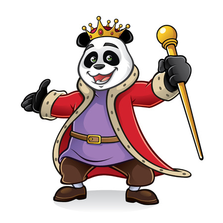 King of panda being greeted with friendly and excitedのイラスト素材