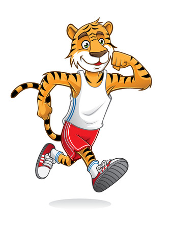 tiger is running like athletes runnersのイラスト素材