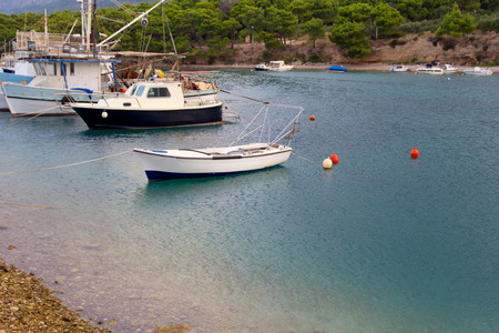 small harbor at town Promajna, Makarska riviera. Croatiaの写真素材