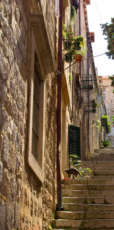 Narrow streets of Dubrovnik, Croatiaの写真素材