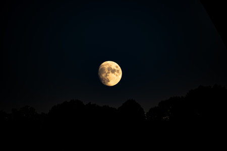 moon on the black skyの写真素材