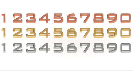 Set number in gold silver and bronze