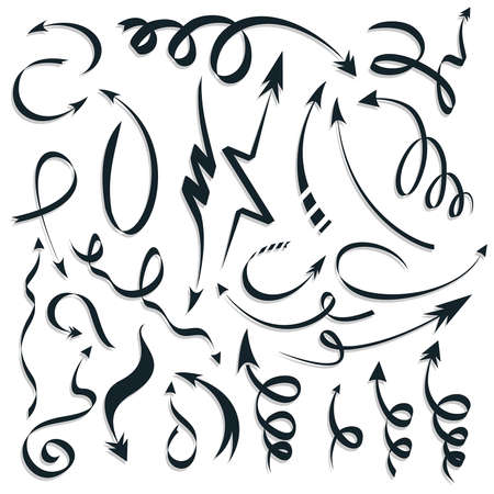 White background, set of arrows, arrows beautiful, unusual signs, graphic design, infographics, an indication of directionのイラスト素材
