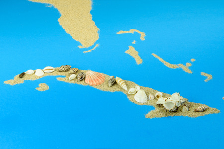 The island of Cuba is made of sand. The shells are laid up.の写真素材