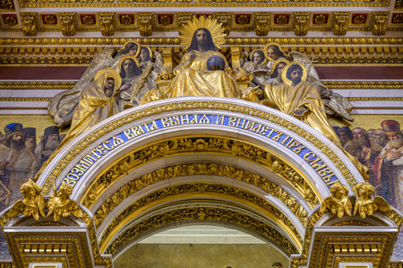 St. Petersburg, Russia February 8, 2021 The interior of the Iskievsky cathedral.