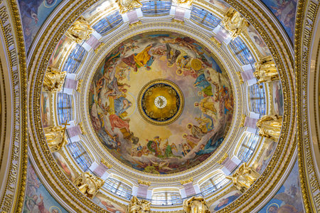 St. Petersburg, Russia February 8, 2021 The interior of the Iskievsky cathedral.のeditorial素材
