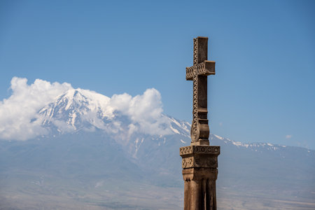 Khor Virap Monastery near Mount Araratの写真素材