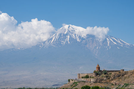 Khor Virap Monastery near Mount Araratの写真素材