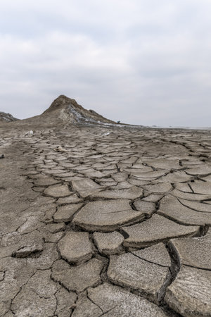 Mud volcanoes in Gobustan Park, Baku, Azerbaijanの写真素材