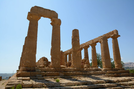 Greek Temple of Juno (Hera) in ancient Akragas Agrigento Sicilyの写真素材