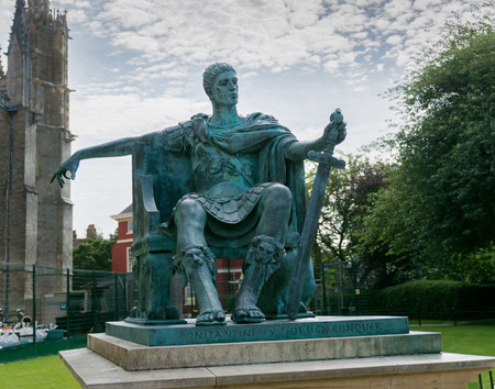 Statue of Emperor Constantine the Great at York Minster where he was proclaimed in 306adのeditorial素材