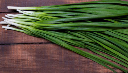 Closeup of the fresh chivesの写真素材