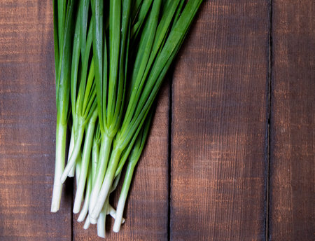 Closeup of the fresh chivesの写真素材