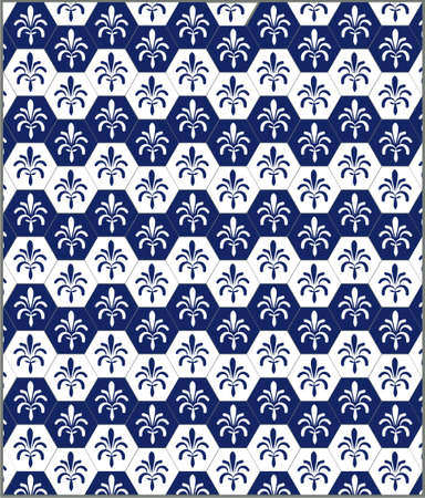 background of the tiles with blue patternsのイラスト素材