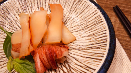 close-up of a dish of grilled squid