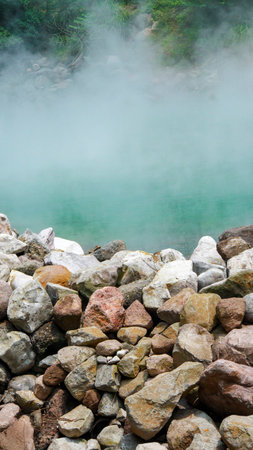 Close-up of colorful sulfur springの写真素材
