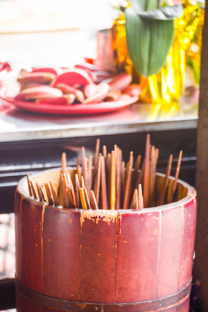 a common scene in a temple settingの写真素材