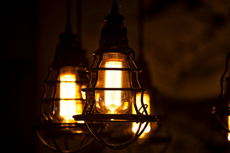 multiple decorative old-fashioned light bulbs hanging in an indoor space