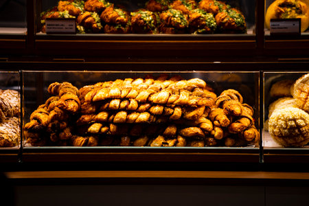 a delightful assortment of breads displayed in a bakery window