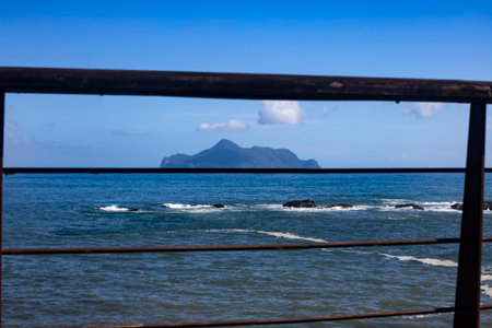 the famous landmark off the coast of Yilan, TaiwanâGuishan Islandの写真素材