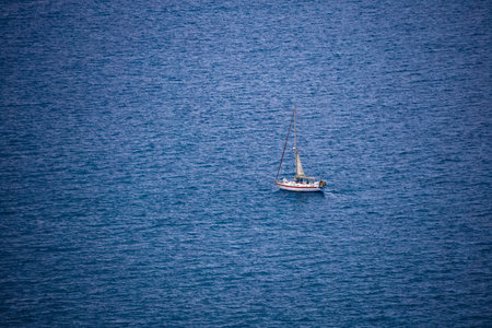 a vessel on the vast expansion of the seaの写真素材