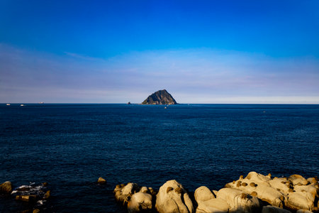 Keelung Islet, a famous volcanic island off the northern coast of Taiwanの写真素材