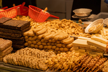 the quintessential scene of a stall in a Taiwanese night marketの写真素材