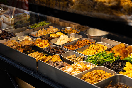 the typical sight of Taiwanese Cold Salads found at Taiwanese night markets or snack stallsの写真素材