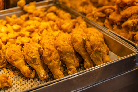 the tempting view of a Fried Chicken Drumstickの写真素材