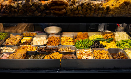 the typical sight of Taiwanese Cold Salads found at Taiwanese night markets or snack stallsの写真素材