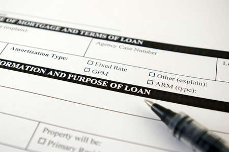 Loan request form and pen.の写真素材